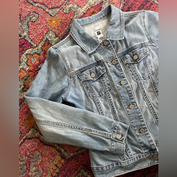 GAP | Women’s Light Blue Denim GAP Stretch Button Front Trucker Jacket Size M - Picture 9 of 16
